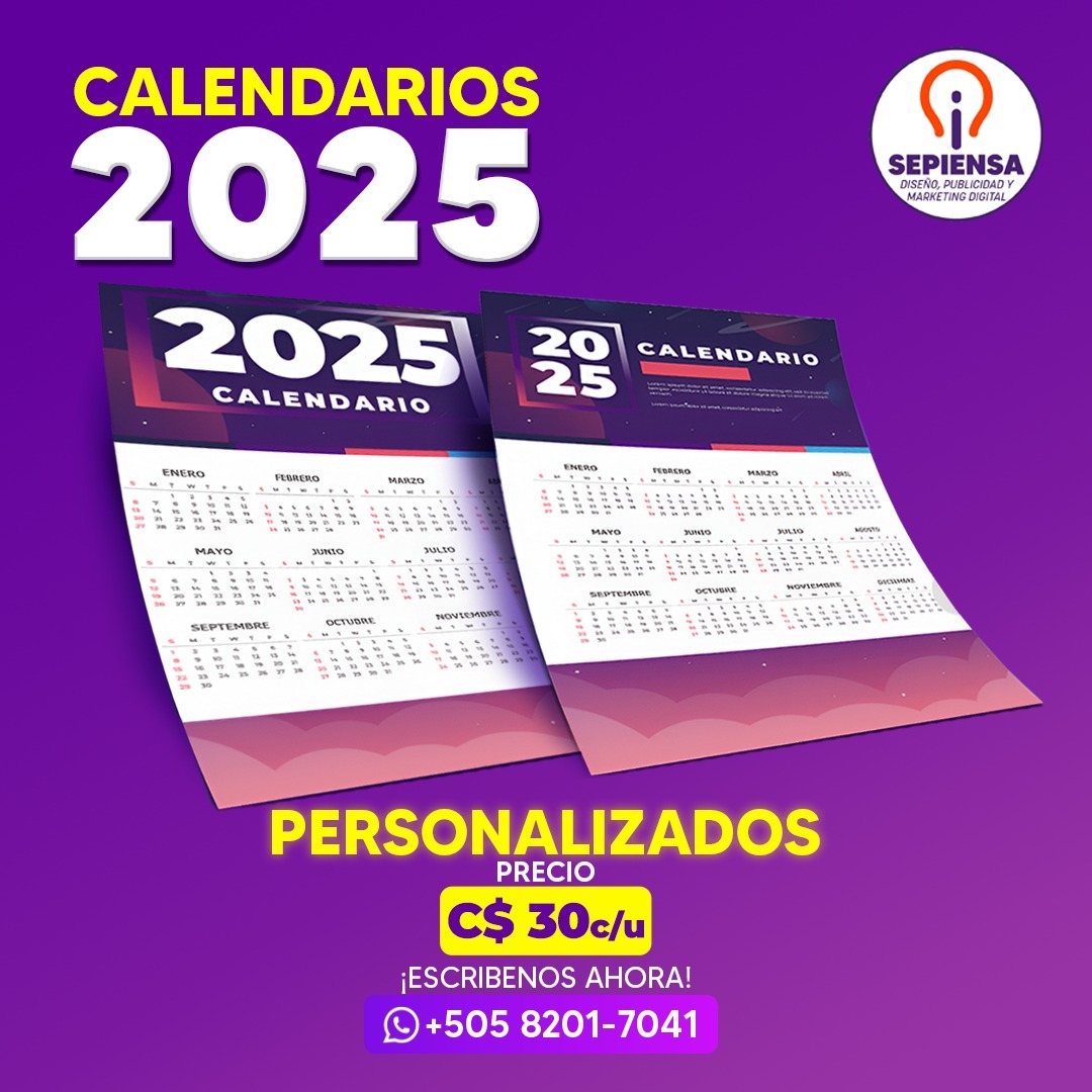 100 Calendarios de Pared 2025 Personalizados